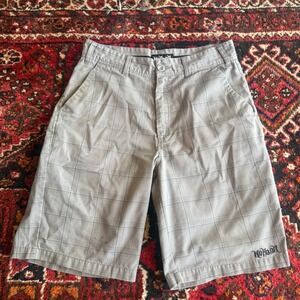 Vintage No Fear Plaid Shorts Mens 32 Gray Skater Y2K Streetwear Skate Punk 90s